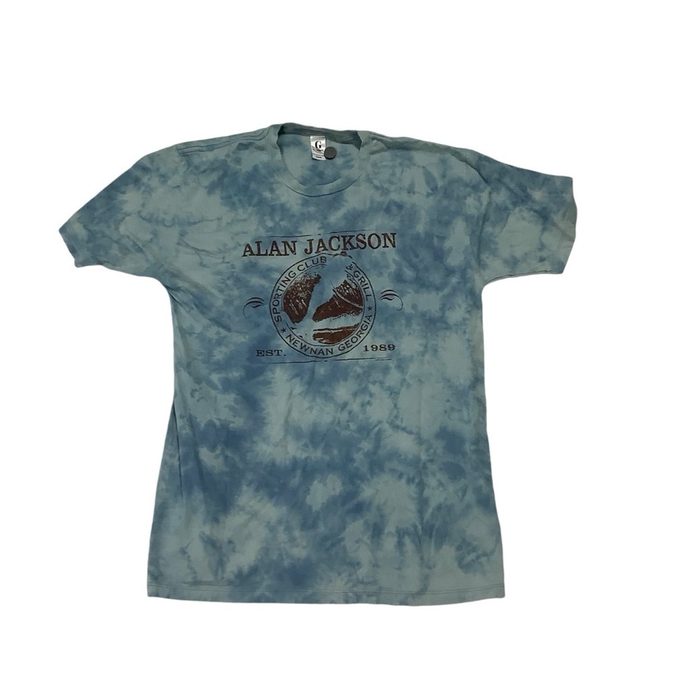 Alan Jackson Sporting Club & Grill Tee Sz Medium Tie Dye Newnan Georgia Blue